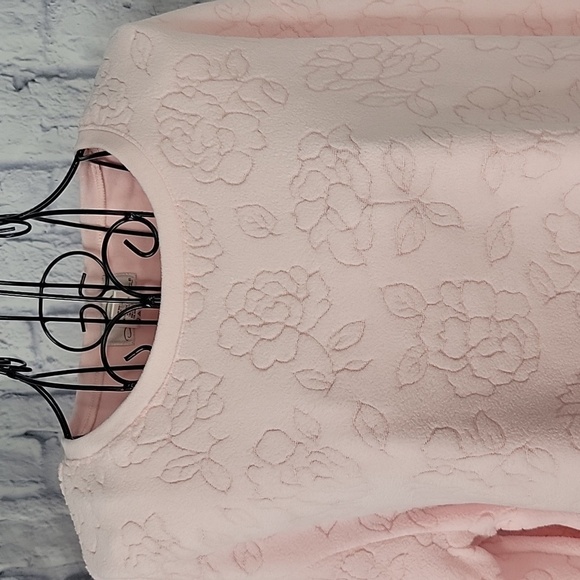 OSCAR DE LA RENTA Pink Floral Fleece Pullover Sweater Large - Picture 2 of 7